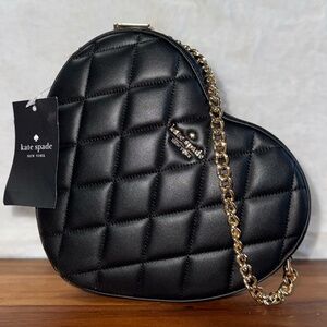NWT Kate Spade Valentine Love Shack Quilted Heart Crossbody in Black